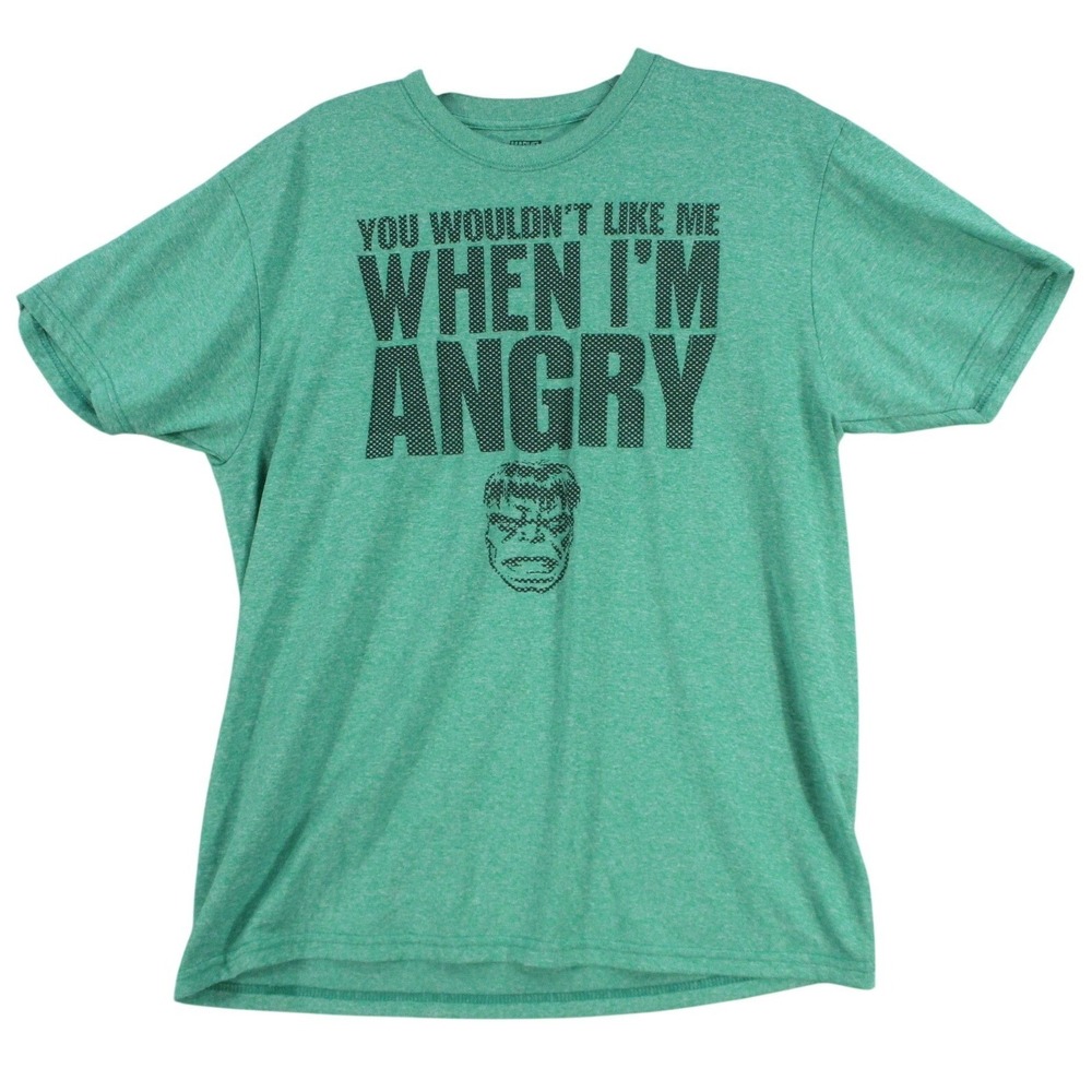 Marvel Comics Incredible Hulk Green Graphic T-Shirt Mens Large 42-44 Heather Tee